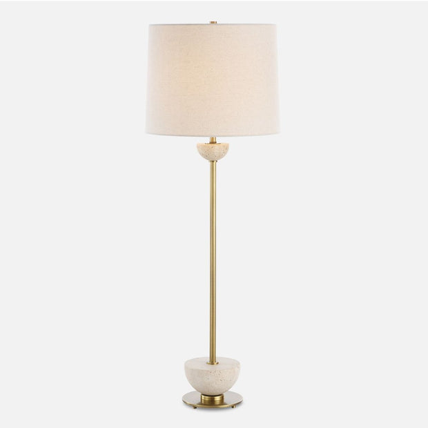 Uttermost Hemisphere Travertine with Brushed Brass Buffet Lamp