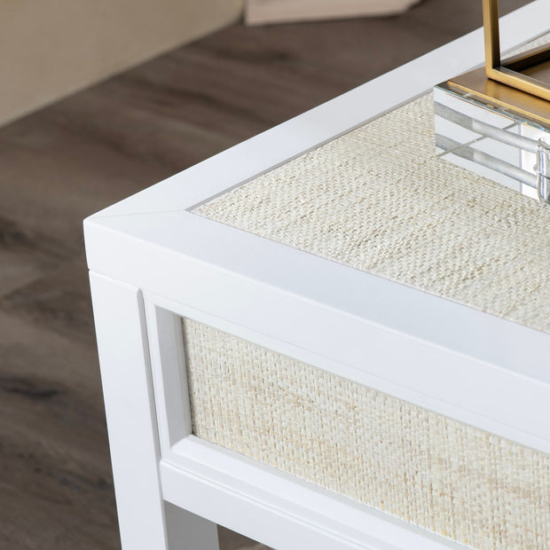Crestview Collection Sandy Shores White Wood and Rattan End Table