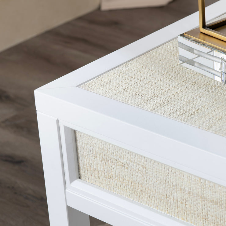 Crestview Collection Sandy Shores White Wood and Rattan End Table