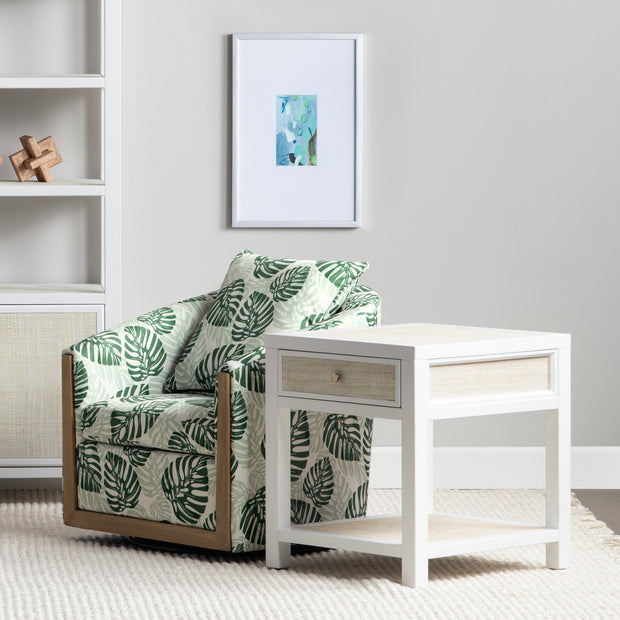Crestview Collection Sandy Shores White Wood and Rattan End Table