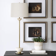 Uttermost Hemisphere Travertine with Brushed Brass Buffet Lamp