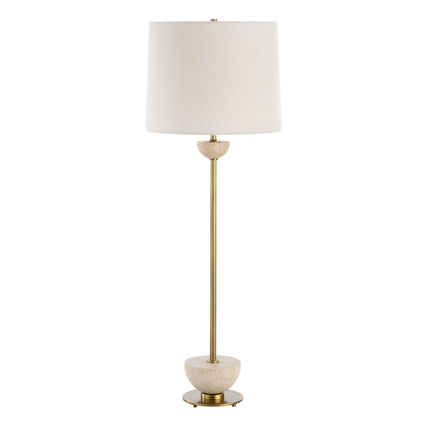 Uttermost Hemisphere Travertine with Brushed Brass Buffet Lamp