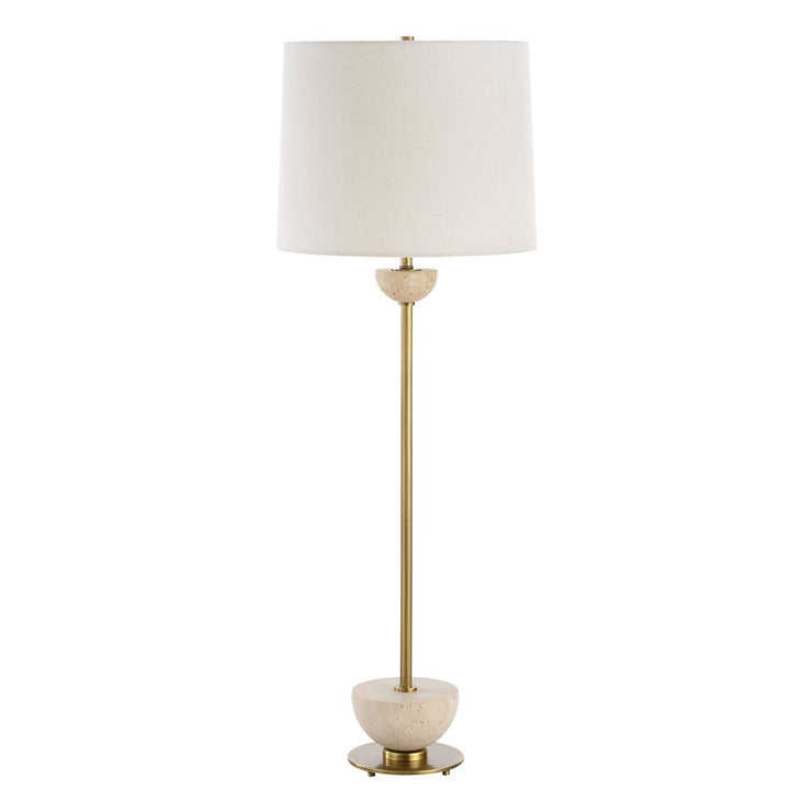 Uttermost Hemisphere Travertine with Brushed Brass Buffet Lamp