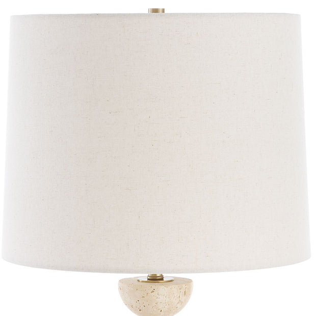 Uttermost Hemisphere Travertine with Brushed Brass Buffet Lamp