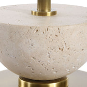 Uttermost Hemisphere Travertine with Brushed Brass Buffet Lamp
