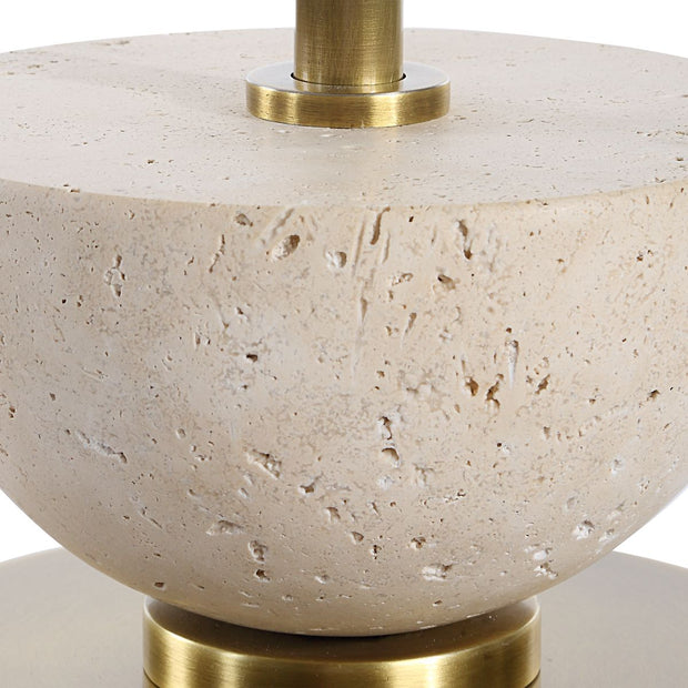 Uttermost Hemisphere Travertine with Brushed Brass Buffet Lamp
