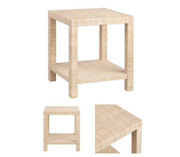 Crestview Collection Providence Natural Woven Rafia End Table