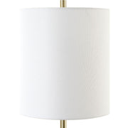 Uttermost Enigma Smoky Teal Blue Glass Buffet Lamp With White Linen Shade