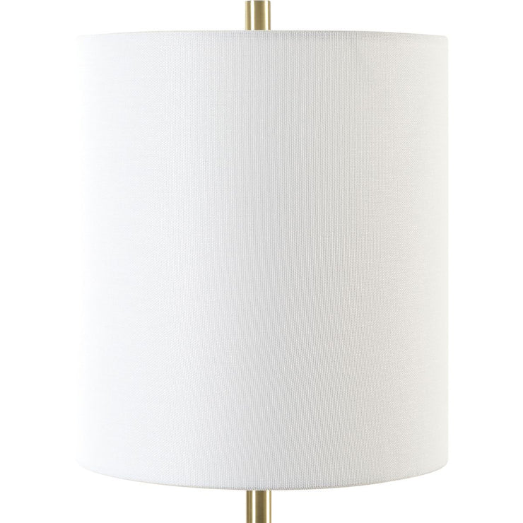 Uttermost Enigma Smoky Teal Blue Glass Buffet Lamp With White Linen Shade