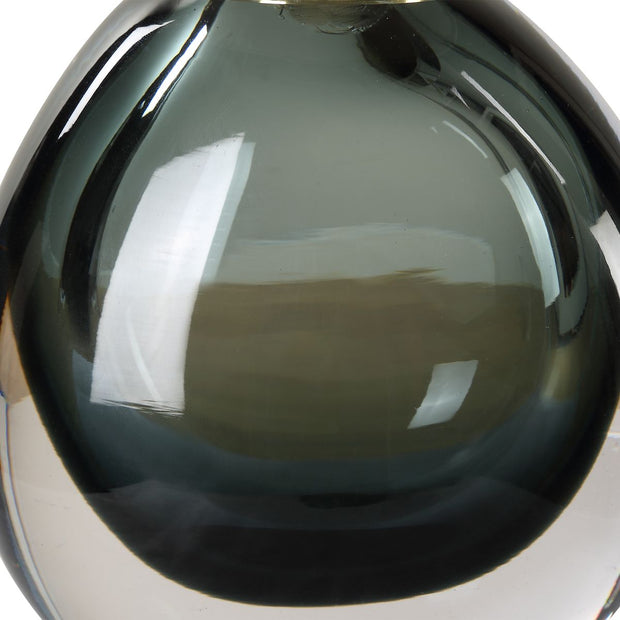 Uttermost Enigma Smoky Teal Blue Glass Buffet Lamp With White Linen Shade