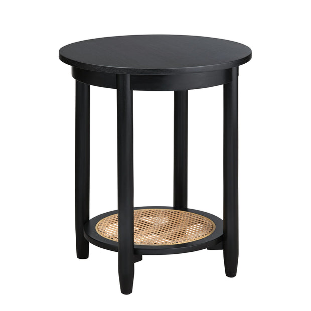 Crestview Collection Port Royal Black and Rattan End Table