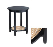 Crestview Collection Port Royal Black and Rattan End Table