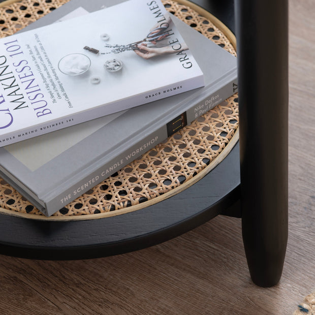 Crestview Collection Port Royal Black and Rattan End Table