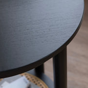 Crestview Collection Port Royal Black and Rattan End Table