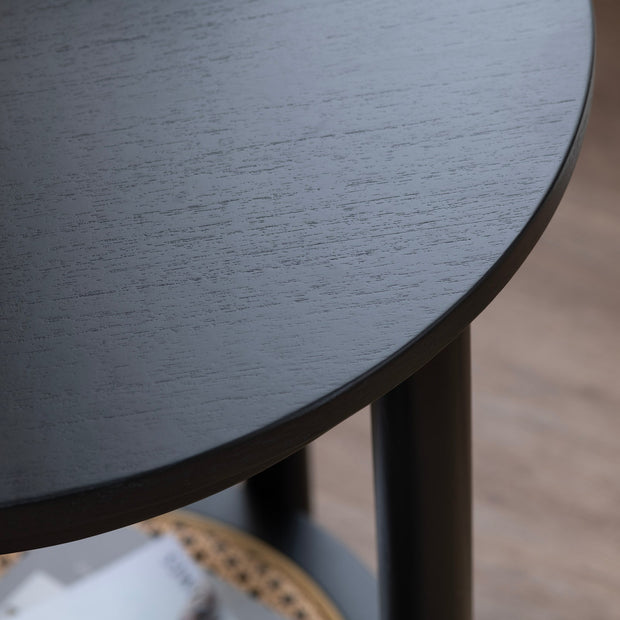 Crestview Collection Port Royal Black and Rattan End Table