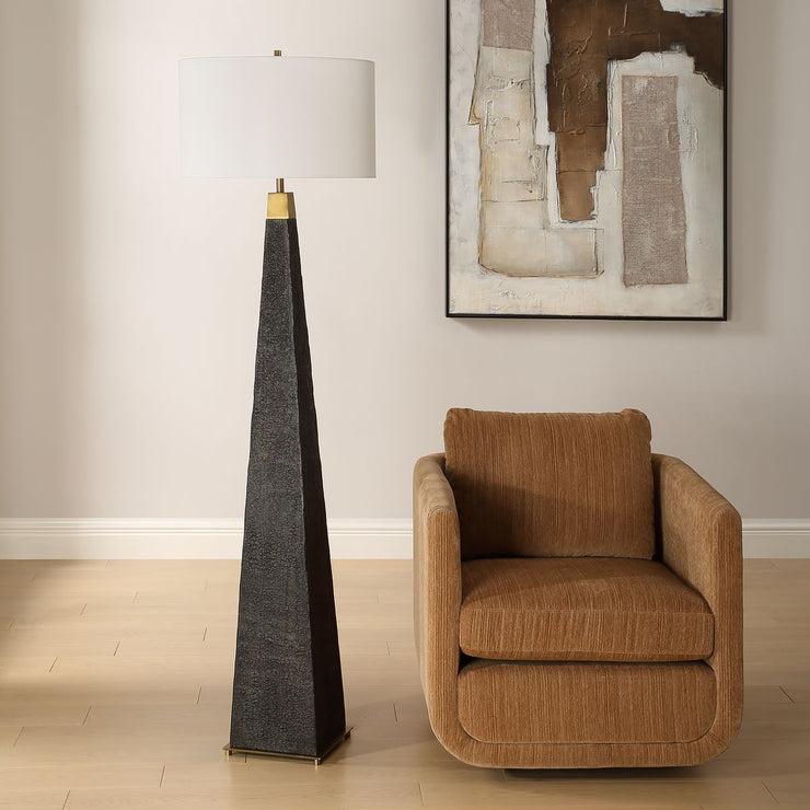 Uttermost Lathey Burned Wood Floor Lamp