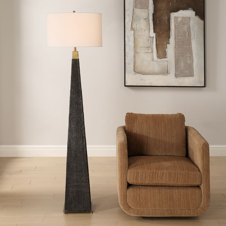 Uttermost Lathey Burned Wood Floor Lamp