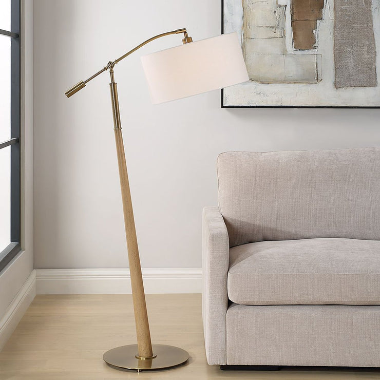 Uttermost Kennett Tapered Wooden Base Floor Lamp