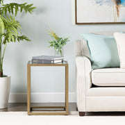 Crestview Collection Christian Square Iron And Glass End Table
