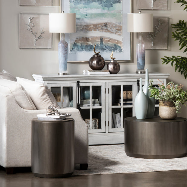 Crestview Collection Trenton Gunmetal Round End Table