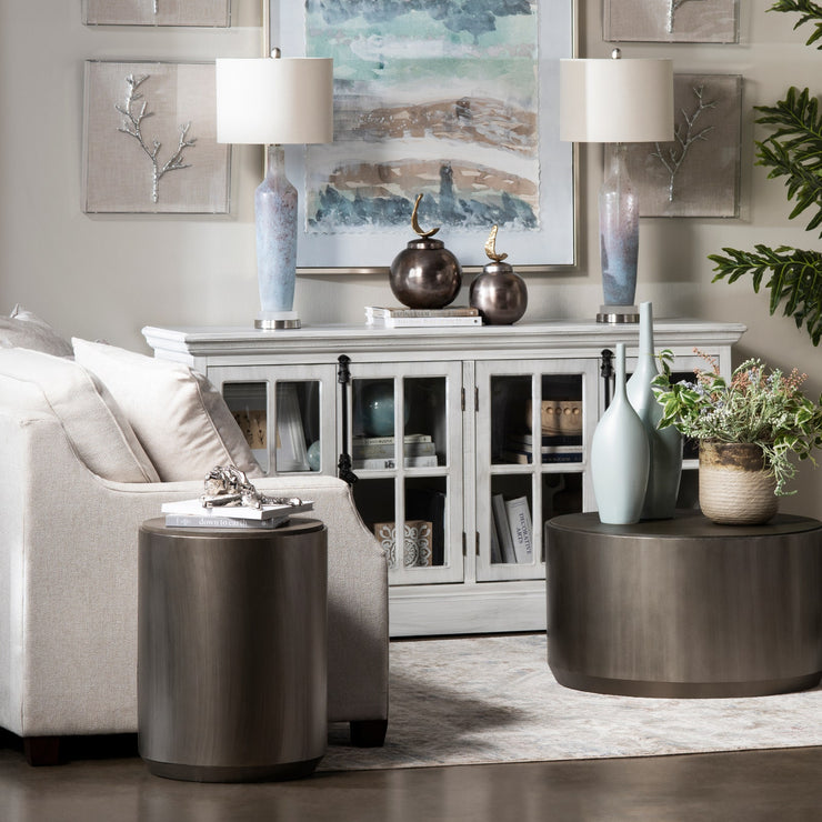 Crestview Collection Trenton Gunmetal Round End Table
