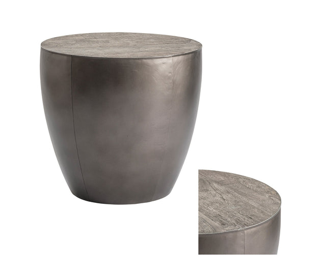 Crestview Collection Darlington Dark Gray Drum Base End Table