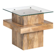 Crestview Collection Monaco Glass and Mango Wood End Table