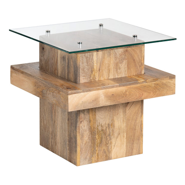 Crestview Collection Monaco Glass and Mango Wood End Table