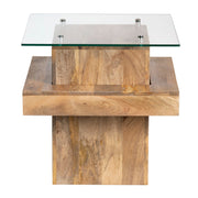 Crestview Collection Monaco Glass and Mango Wood End Table