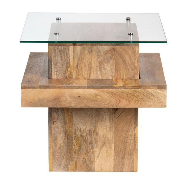 Crestview Collection Monaco Glass and Mango Wood End Table