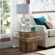 Crestview Collection Monaco Glass and Mango Wood End Table
