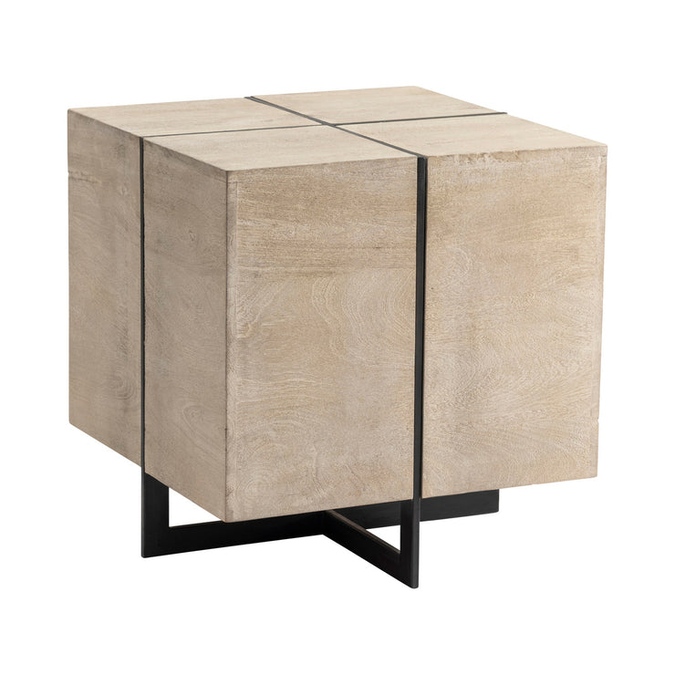 Crestview Collection Rivera White Wash Square Mango Wood End Table