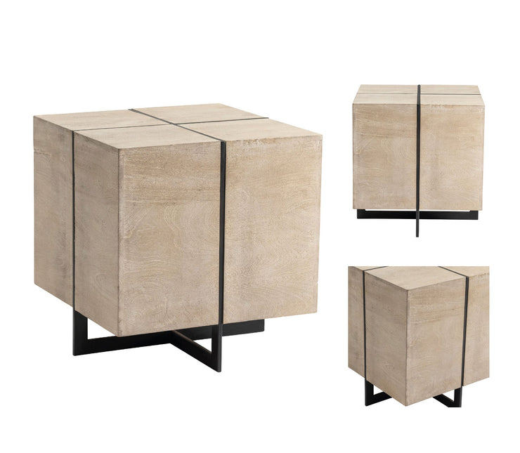 Crestview Collection Rivera White Wash Square Mango Wood End Table