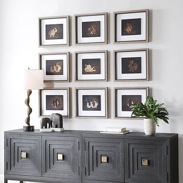 Uttermost Resting Bunny Framed Prints Set Of Nine