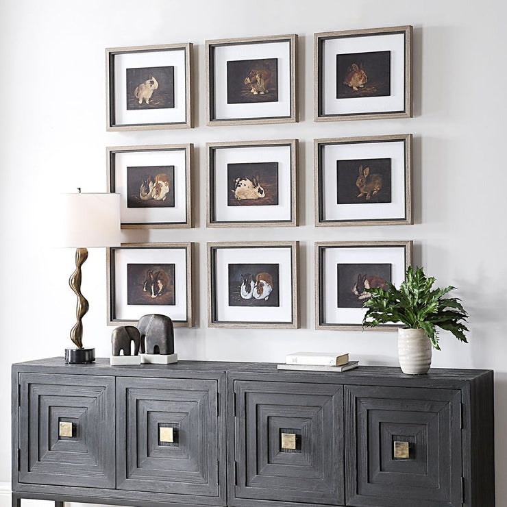 Uttermost Resting Bunny Framed Prints Set Of Nine