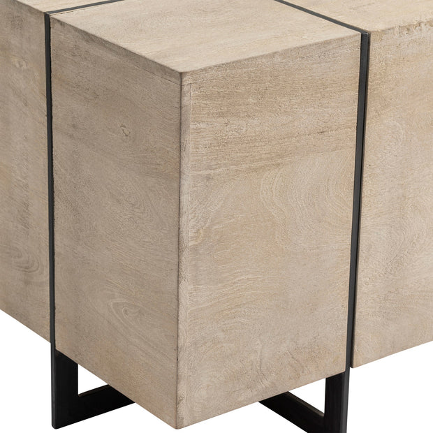 Crestview Collection Rivera White Wash Square Mango Wood End Table
