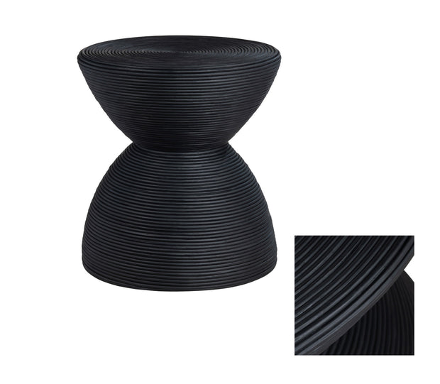 Crestview Collection Bengali Matte Black Rattan End Table
