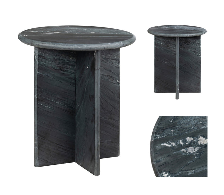 Crestview Collection Noir Marble Round End Table