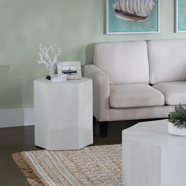 Crestview Collection Caspian Whitewashed Mango Wood Modern End Table
