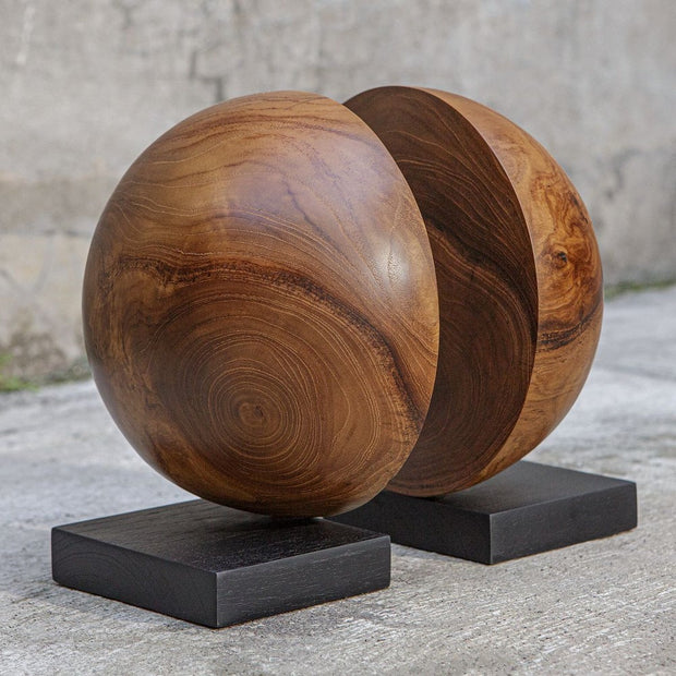 Uttermost Teak And Noir Set Of Two Bookends