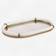 Uttermost Cyprus White Faux Shagreen Oval Tray