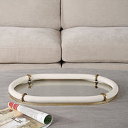 Uttermost Cyprus White Faux Shagreen Oval Tray