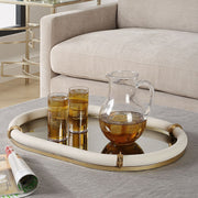 Uttermost Cyprus White Faux Shagreen Oval Tray
