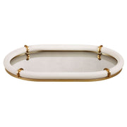 Uttermost Cyprus White Faux Shagreen Oval Tray