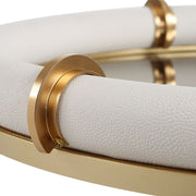 Uttermost Cyprus White Faux Shagreen Oval Tray