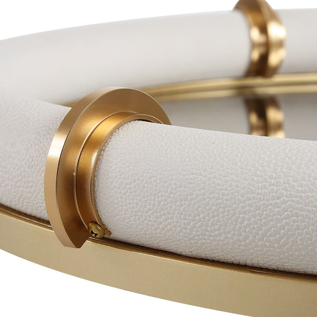 Uttermost Cyprus White Faux Shagreen Oval Tray