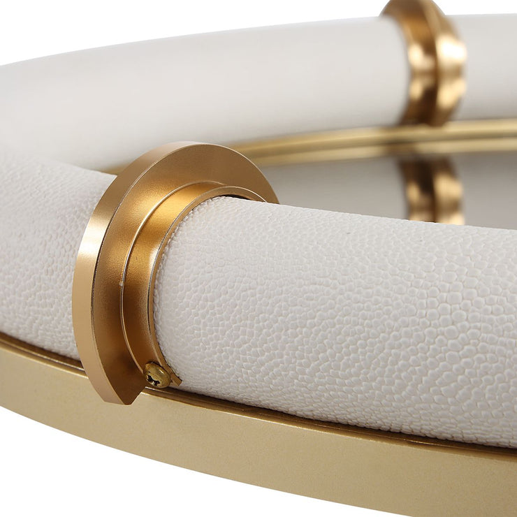 Uttermost Cyprus White Faux Shagreen Oval Tray