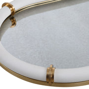 Uttermost Cyprus White Faux Shagreen Oval Tray