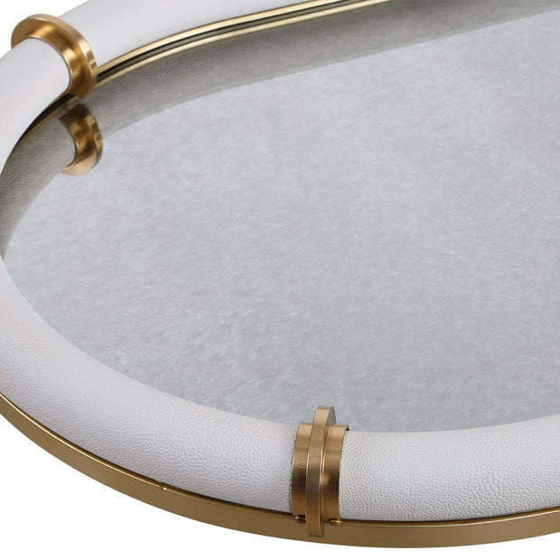 Uttermost Cyprus White Faux Shagreen Oval Tray