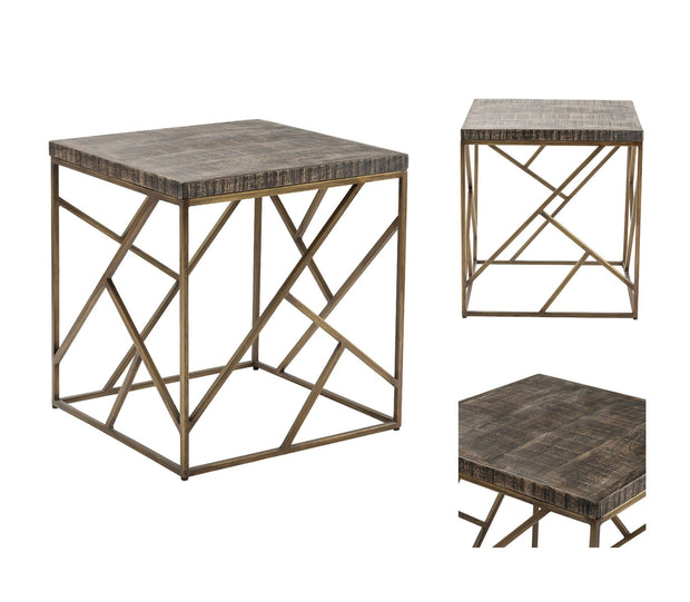 Crestview Collection Wyndham Modern Iron Square End Table